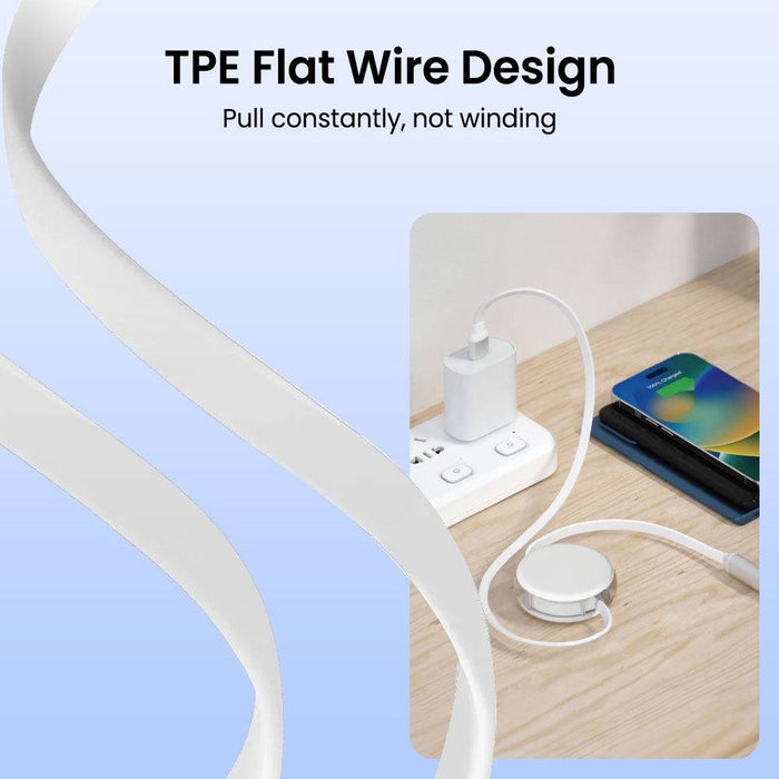iQuick 3 in 1 Retractable Cable with anti-tangle flat design for easy storage.