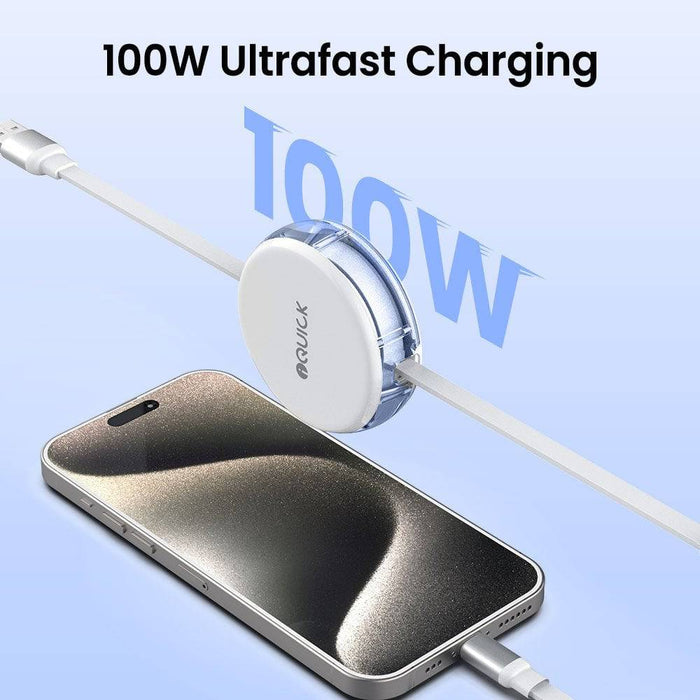 iQuick 3 in 1 Cable charging USB-C, Lightning, and Micro-USB devices simultaneously.