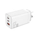 iQuick 65W compact GaN charger dual USB-C ports white charging adapter