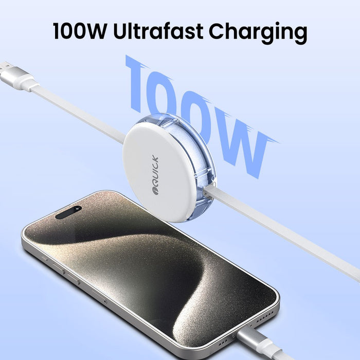iQuick 3 in 1 Retractable Fast Charge & Date Sync Cable IQTC2301 1.2m-White