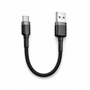iQuick 0.3m black braided USB-A to USB-C charging cable on white background