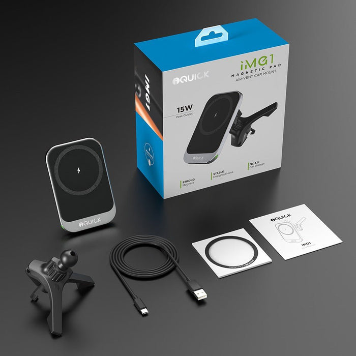 iQuick iMG1 Magnetic 15W Air-Vent Car Mount - MagSafe Compatible Wireless Charger JPC MOBILE ACCESSORIES