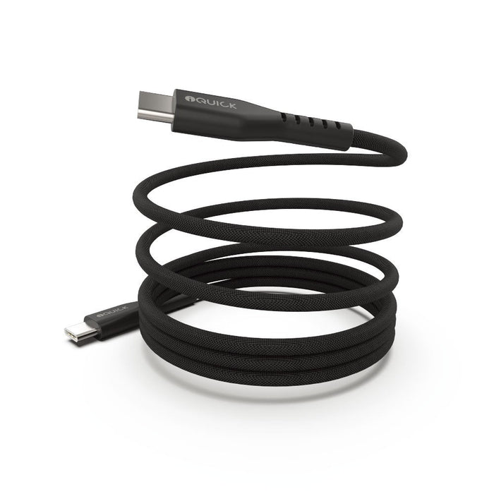 iQuick MagWire 1 self-winding magnetic USB-C charging cable in black showing automatic spiral coiling technology, 100W fast charging, iPhone 15/16 compatible, Brisbane Australia