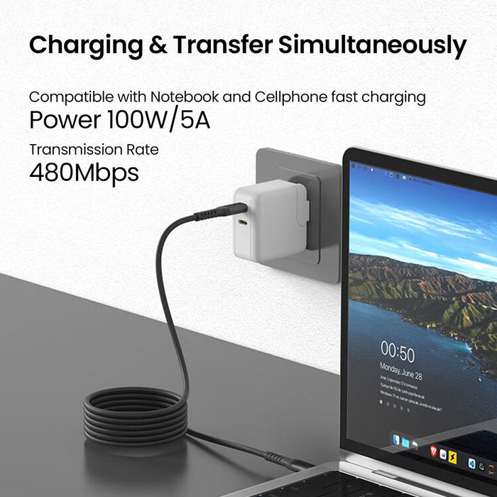 iQuick MagWire 1 magnetic USB-C cable charging and data transfer simultaneously at 480Mbps between laptop and iPhone 15/16, 100W power delivery, Brisbane Australia