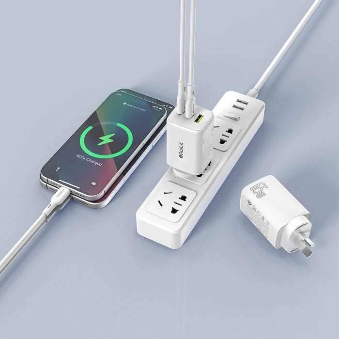 iQuick NANO ENERGY 2 65W PD3.0 Dual USB-C and USB-A Ports Charging Adapter-White Wall Charger JPC MOBILE ACCESSORIES