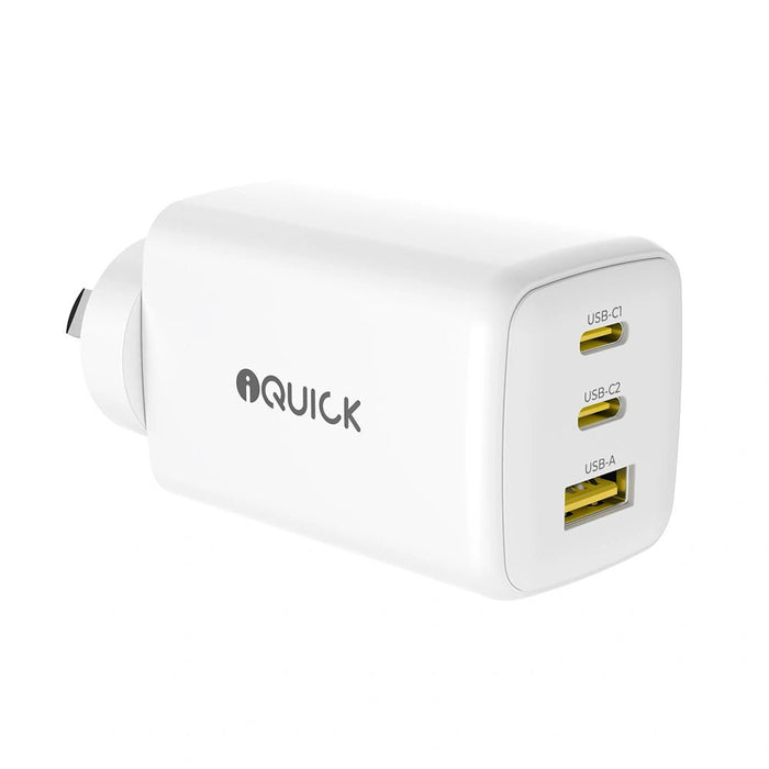 iQuick NANO ENERGY 2 65W PD3.0 Dual USB-C and USB-A Ports Charging Adapter-White Wall Charger JPC MOBILE ACCESSORIES