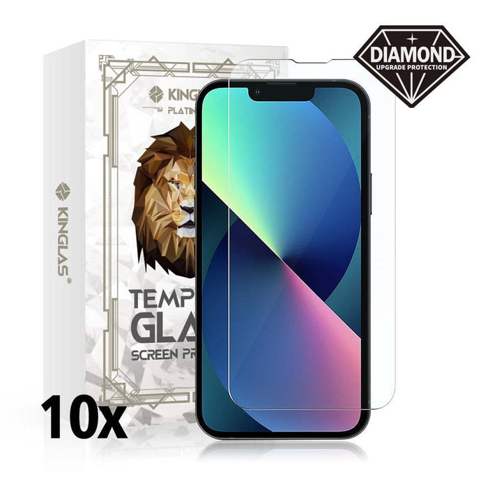 Kinglas 10 Packs Tempered Glass Screen Protector For iPhone 13 / 13 Pro / 14 (Diamond Glass & Japan Glue Upgrade)