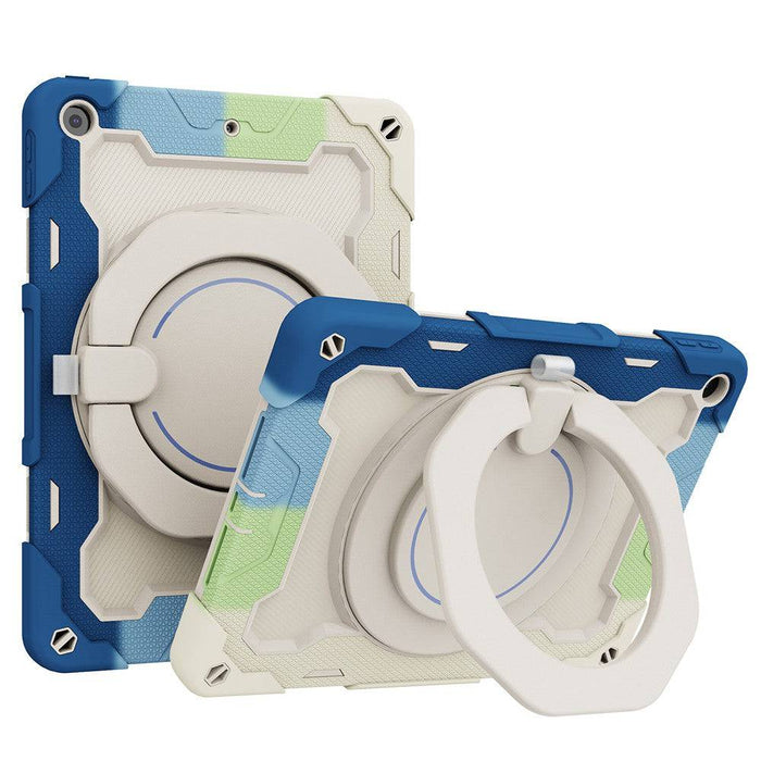 Armor Shockproof Handle Ring Rotation Case Cover for iPad 7 10.2 (2019) / 8 (2020) / 9 (2021) (No Pen Slot)