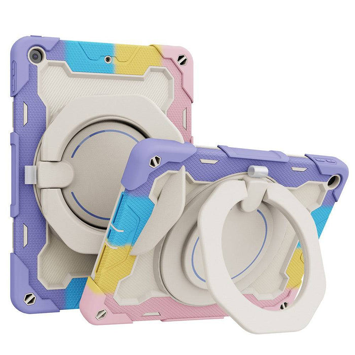 Armor Shockproof Handle Ring Rotation Case Cover for iPad 7 10.2 (2019) / 8 (2020) / 9 (2021) (No Pen Slot)