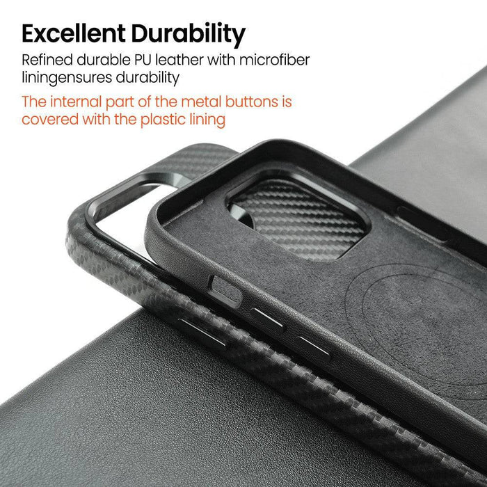 REDEFINE Metal Camera Lens PU Leather Magnetic Case for iPhone 15