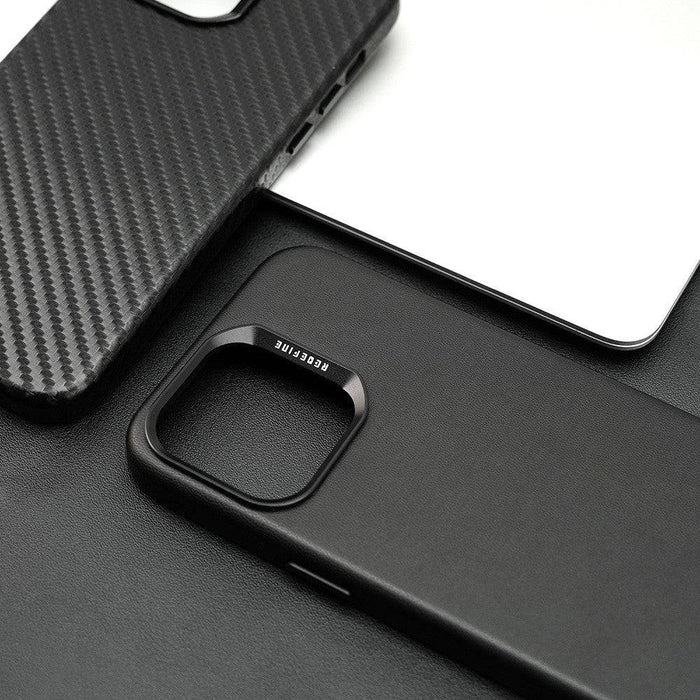 REDEFINE Metal Camera Lens PU Leather Magnetic Case for iPhone 15