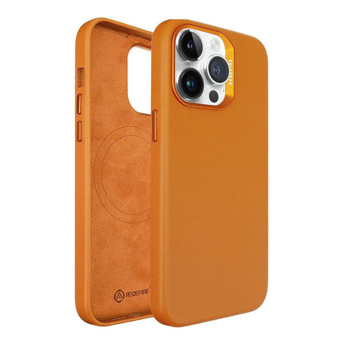 REDEFINE Metal Camera Lens PU Leather Magnetic Case for iPhone 15