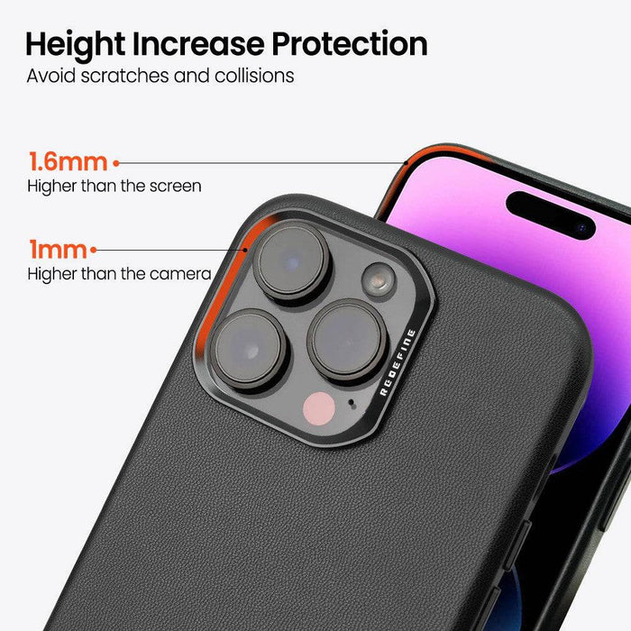 REDEFINE Metal Camera Lens PU Leather Magnetic Case for iPhone 15 Plus