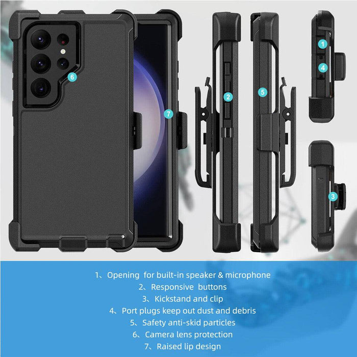 Shockproof Robot Armor Hard Plastic Case with Belt Clip for Samsung Galaxy S24 Ultra - JPC MOBILE ACCESSORIES