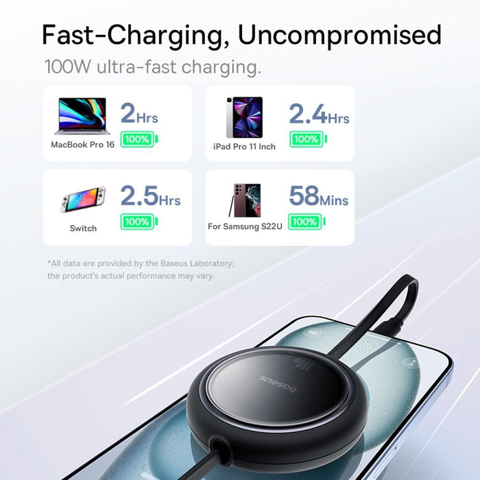 Baseus Free2Draw Mini Retractable Charging Cable Type-C to Type-C 100W 1m Compatible for iPhone 15 Series - JPC MOBILE ACCESSORIES