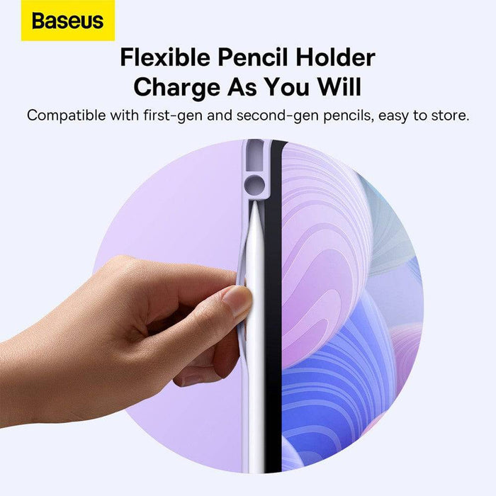 Built-in pencil holder detail on Baseus Magnetic Case for iPad Air.