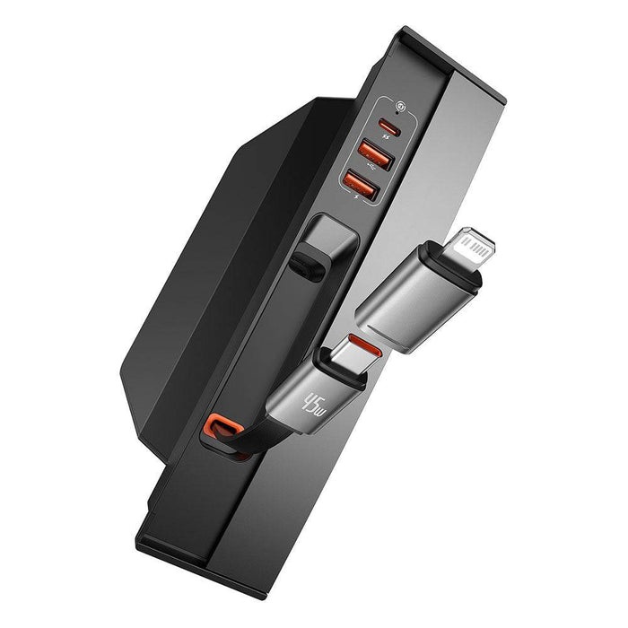 Baseus T-Space Series HUB for Tesla Cars (With a retractable 45W type-C cable)-Cluster Black - JPC MOBILE ACCESSORIES