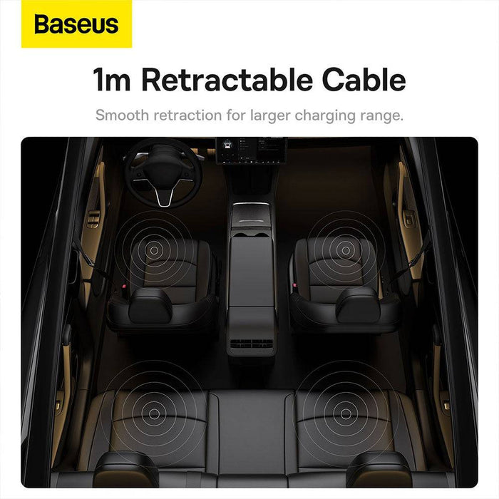 Baseus T-Space Series HUB for Tesla Cars (With a retractable 45W type-C cable)-Cluster Black - JPC MOBILE ACCESSORIES
