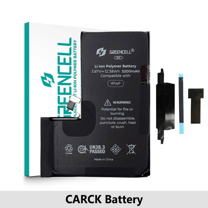 Greencell (3200mAh) iPhone 14 Pro CRACK Battery with Adhesive Strips (No Need Soldering & No Need Tag-on)