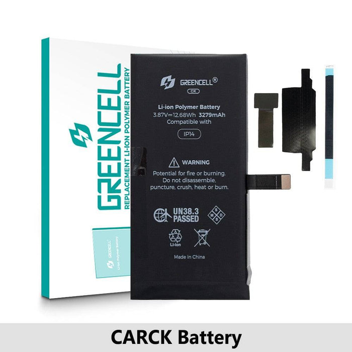 Greencell (3279mAh) iPhone 14 CRACK Battery with Adhesive Strips (No Need Soldering & No Need Tag-on)