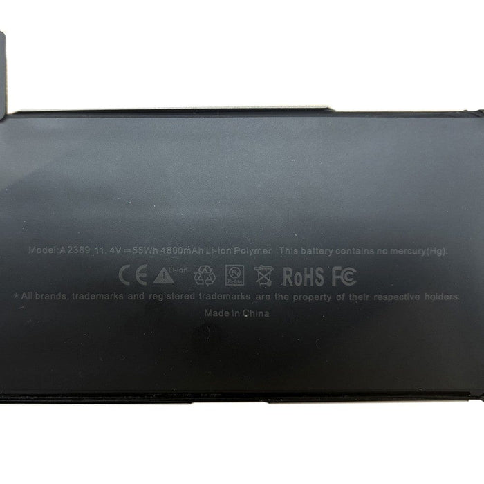 Greencell battery label close-up with model A2389	