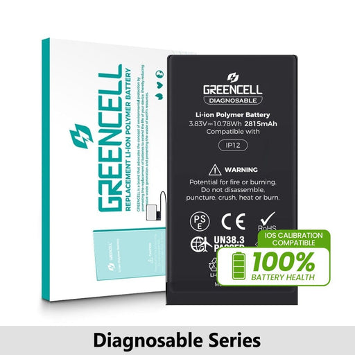 Greencell Diagnosable Battery for iPhone 12 – 2815mAh with adhesive included