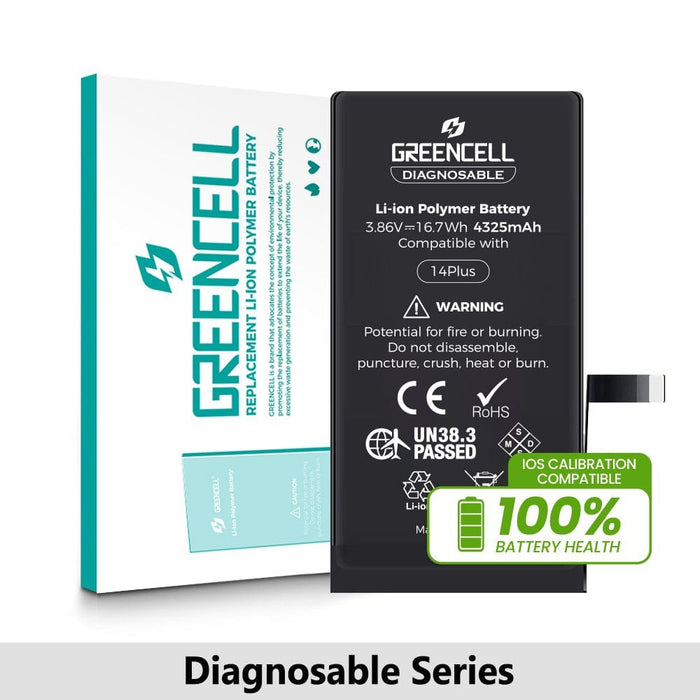 Greencell Diagnosable iPhone 14 Plus Replacement Battery with Adhesive (4325mAh, iOS Calibration Compatible) - JPC MOBILE ACCESSORIES