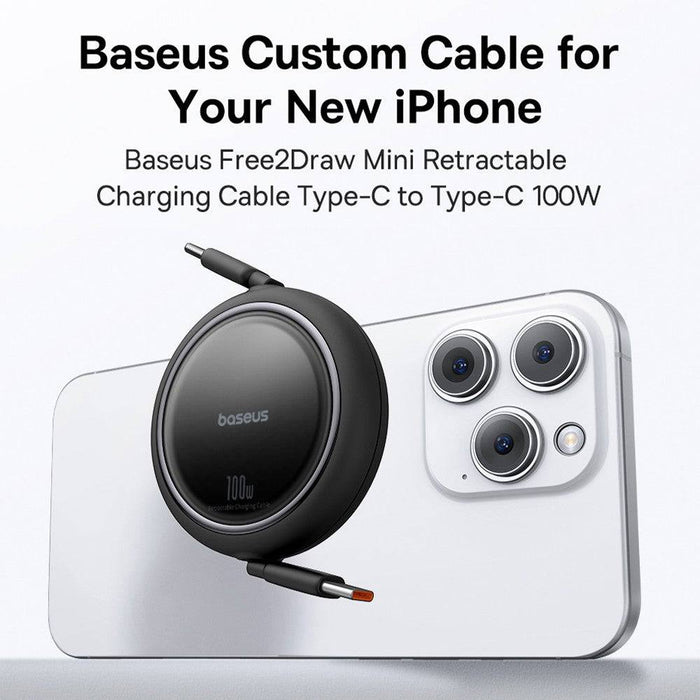 Baseus Free2Draw Mini Retractable Charging Cable Type-C to Type-C 100W 1m Compatible for iPhone 15 Series