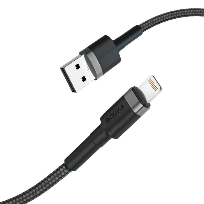 iQuick Braided Lightning to USB-A Fast Charging Cable 1M | QC3.0 High-Speed Charging & Data Transfer - JPC MOBILE ACCESSORIES