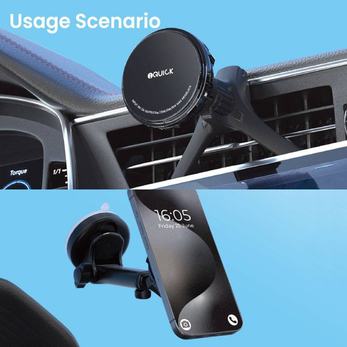 iQuick Magnetic Car Mount Charger with Cooling Semiconductor Radiator IC9 COOLGEAR 15W (IQUICK-C9)-Black