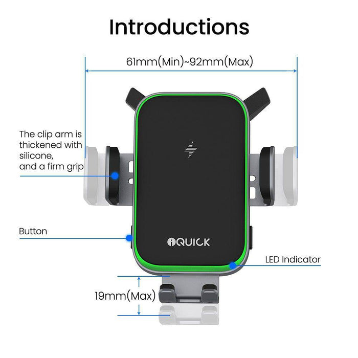 iQuick RX3 15W Wireless Charging Induction Car Holder (IQUICK-X3)-Black - JPC MOBILE ACCESSORIES