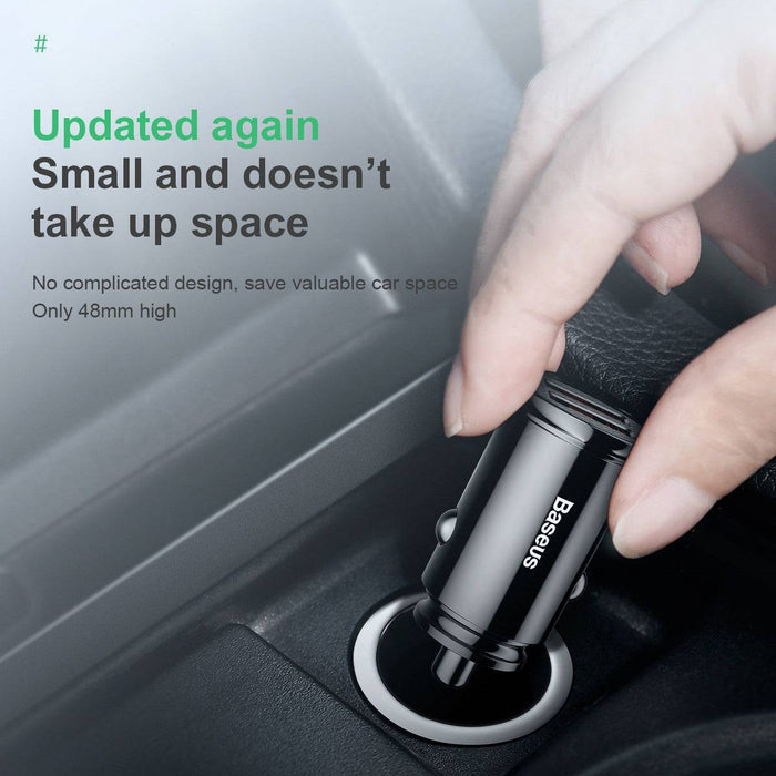 Baseus Circular Plastic A+A 30W Dual QC3.0 Quick Car Charger - Black - JPC MOBILE ACCESSORIES