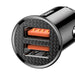 Baseus Circular Plastic A+A 30W Dual QC3.0 Quick Car Charger - Black - JPC MOBILE ACCESSORIES