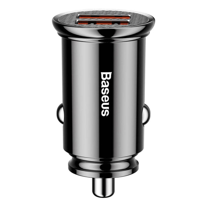 Baseus Circular Plastic A+A 30W Dual QC3.0 Quick Car Charger - Black - JPC MOBILE ACCESSORIES