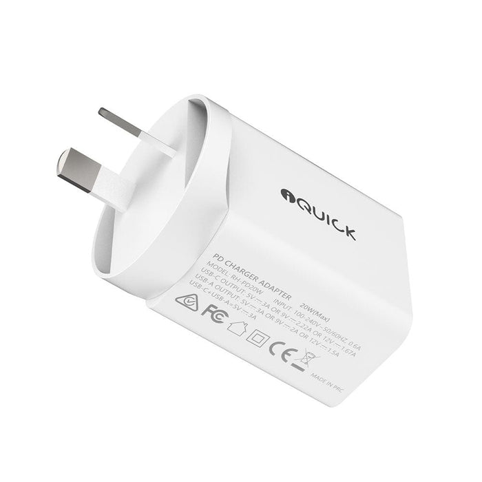 iQuick 20W PD3.0 + QC3.0 Fast Charging Adapter – White | USB-C & USB-A Fast Charger - JPC MOBILE ACCESSORIES