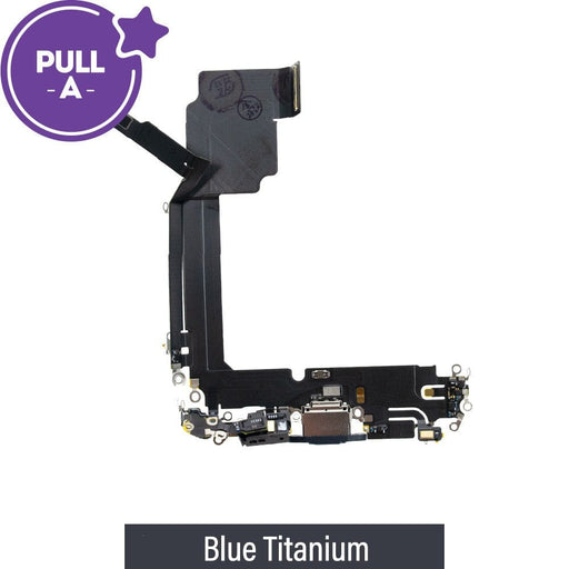PULL-A charging port replacement for iPhone 15 Pro Max in blue titanium