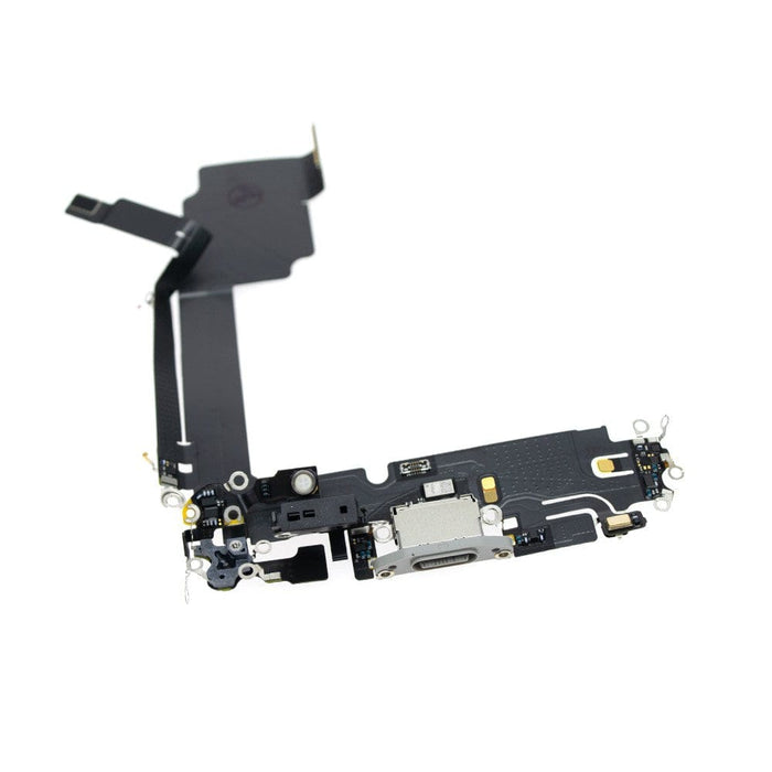 Pre-tested white titanium charging port for iPhone 15 Pro Max with warranty
