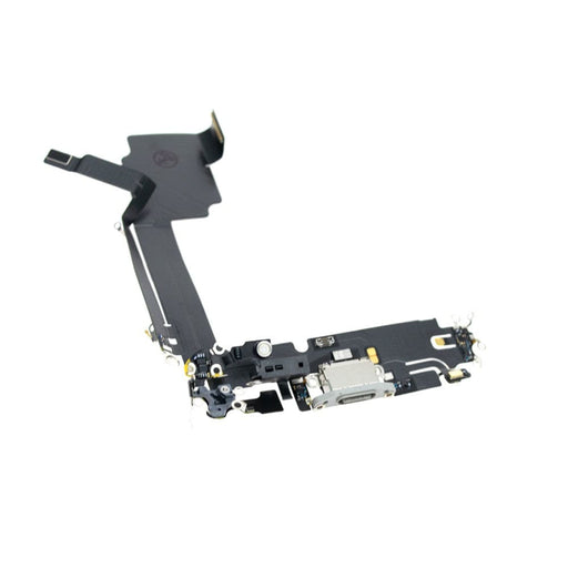 iPhone 15 Pro Max charging port part with USB-C connector in white titanium