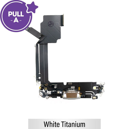 PULL-A charging port replacement for iPhone 15 Pro Max in white titanium
