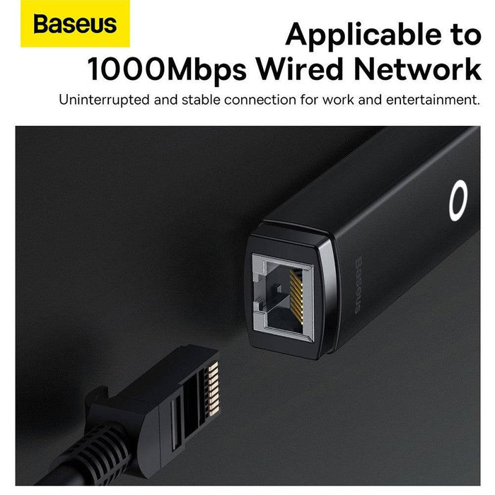 Baseus Lite Series Ethernet Adapter Type-C to RJ45 LAN Port 1000Mbps-Black - JPC MOBILE ACCESSORIES