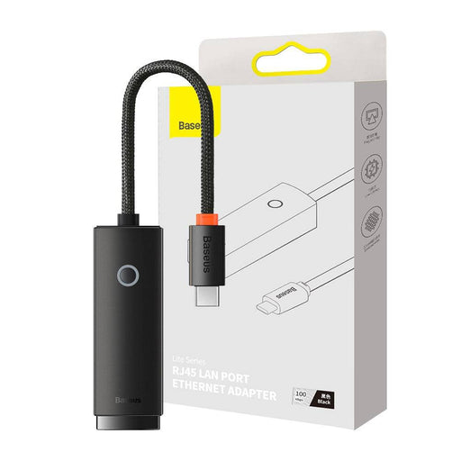 Baseus Lite Series Ethernet Adapter Type-C to RJ45 LAN Port 100Mbps-Black - JPC MOBILE ACCESSORIES