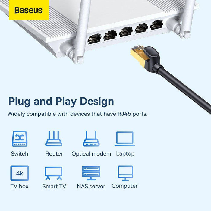 Baseus High Speed Seven Types of RJ45 10 Gigabit Network Cable 20M-Black - JPC MOBILE ACCESSORIES