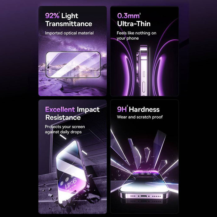 Baseus Sapphire Series HD Tempered Glass for iPhone 14 Pro Full Coverage Protector JPC MOBILE ACCESSORIES