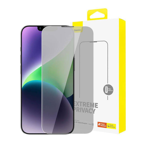Baseus Sapphire Series Privacy Protection Tempered Glass Screen Protector (with Dust Filter) For iPhone 13 / 13 Pro / 14 - JPC MOBILE ACCESSORIES