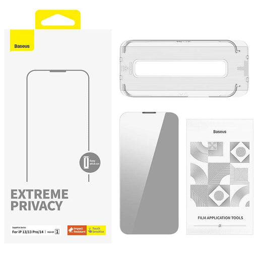 Baseus Sapphire Series Privacy Protection Tempered Glass Screen Protector (with Dust Filter) For iPhone 13 / 13 Pro / 14 - JPC MOBILE ACCESSORIES