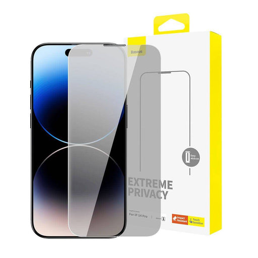 Baseus Sapphire Series Privacy Protection Tempered Glass Screen Protector (with Dust Filter) For iPhone 14 Pro - JPC MOBILE ACCESSORIES