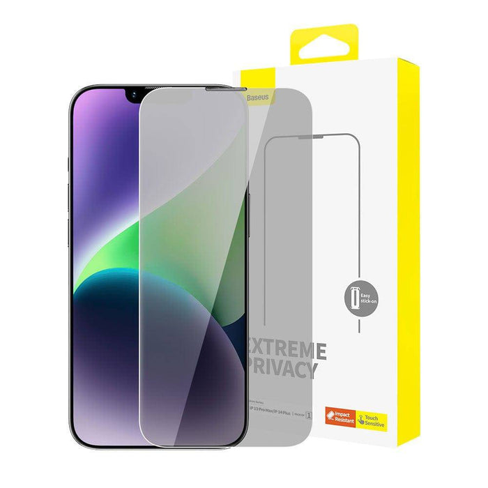 Baseus Sapphire Series Privacy Protection Tempered Glass Screen Protector (with Dust Filter) For iPhone 13 Pro Max / 14 Plus