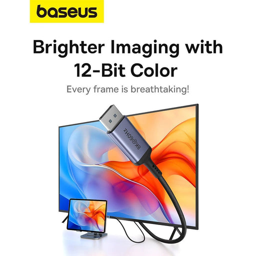 Angled view of Baseus Cluster Black USB-C to DP cable	