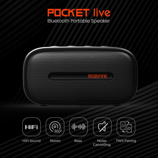 REDEFINE PDCKET Live Bluetooth Portable Speaker with 8 hours of continuous battery life.