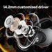 Transformers TF-T07 earbuds showcasing their noise-resistant microphone for clear calls.
